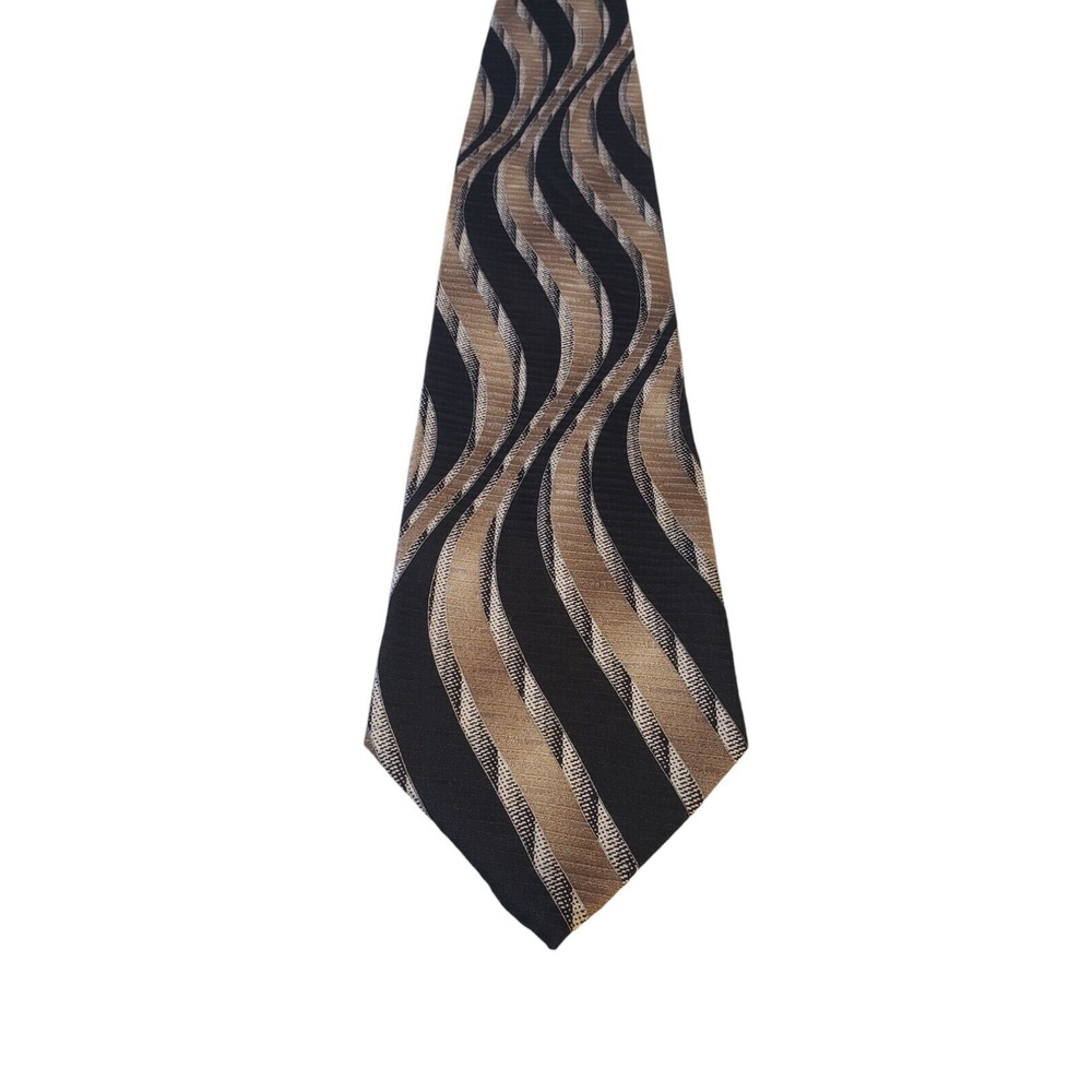 Emilio Ponti Roma-Milano Neck Tie Mens Black Tan Abstract Silk Business Power‎